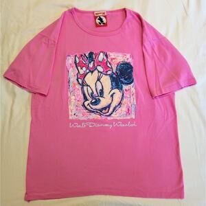 VTG 90s Mickey, Inc Minnie Puff Print Tee Walt Disney Co Single Stitch USA SZ M